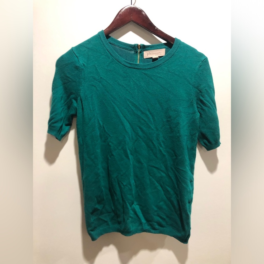 Philosophy Teal Short Sleeve Women's Top